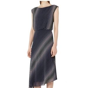 Silk Navy Blue Pink Green Reiss Felicia  Asymmetrical Felicia Dress 4